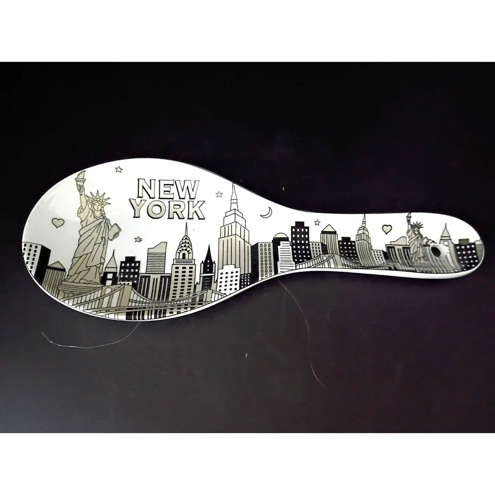 Spoon Rest New York Skyline Statue of Liberty Black White Ceramic Free Shipping
